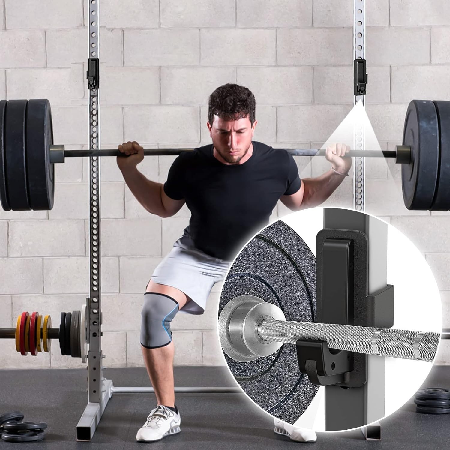 2x2 Power Cage Squat Rack J-Hook Barbell Holder/`