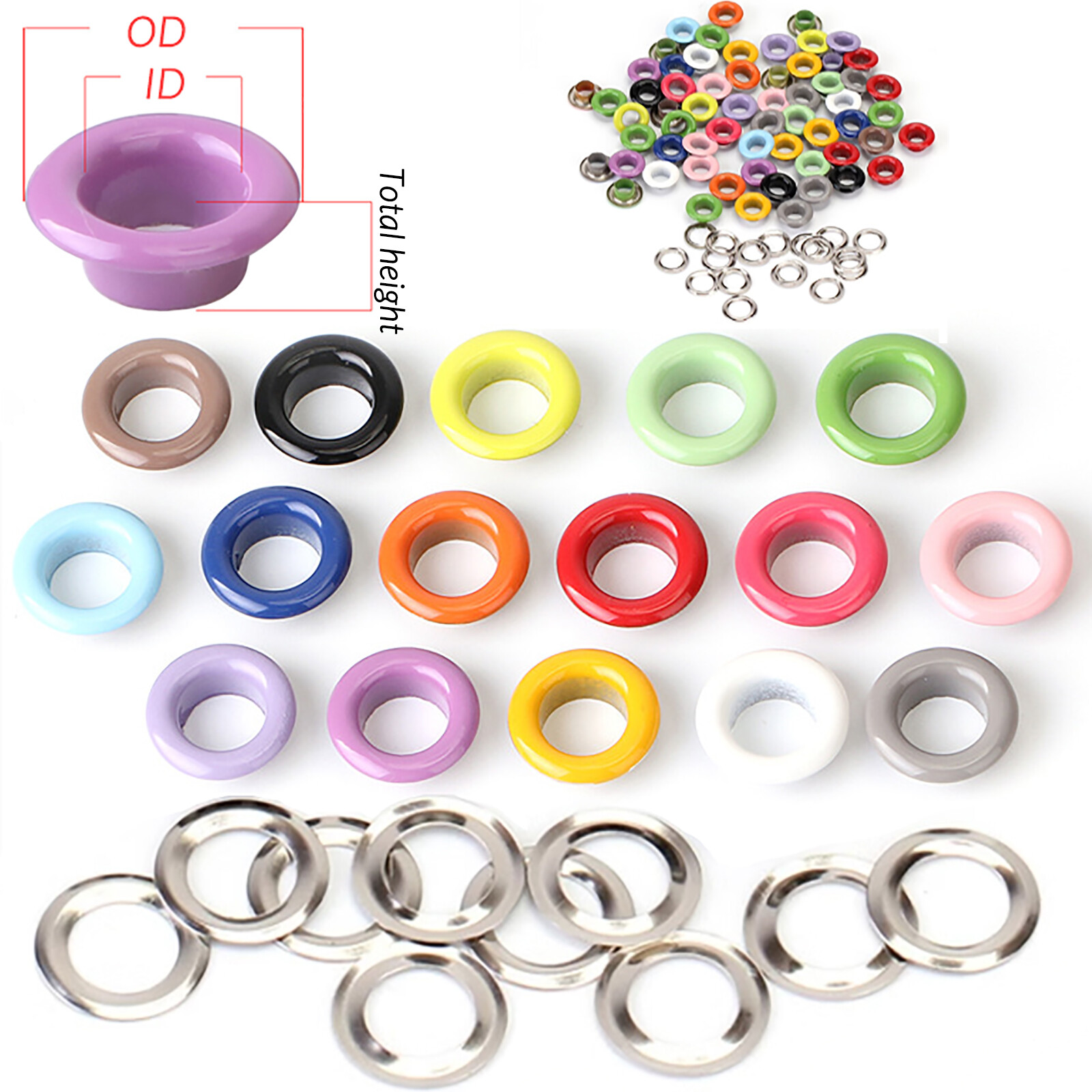 10-5000pcs Eyelet with Washer Leather Craft Repair Grommet 4mm 4.5mm 13 Color