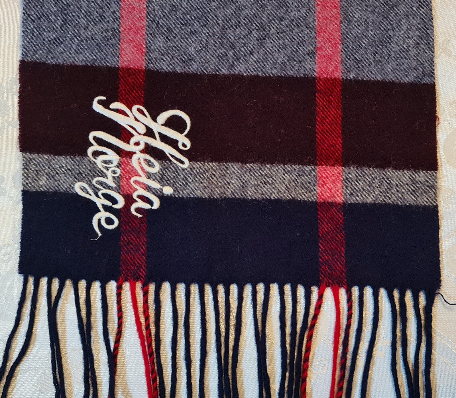 SCARF VINTAGE AUTHENTIC MOODS OF NORWAY PLAID BLUE WOOL LONG MENS FRINGE