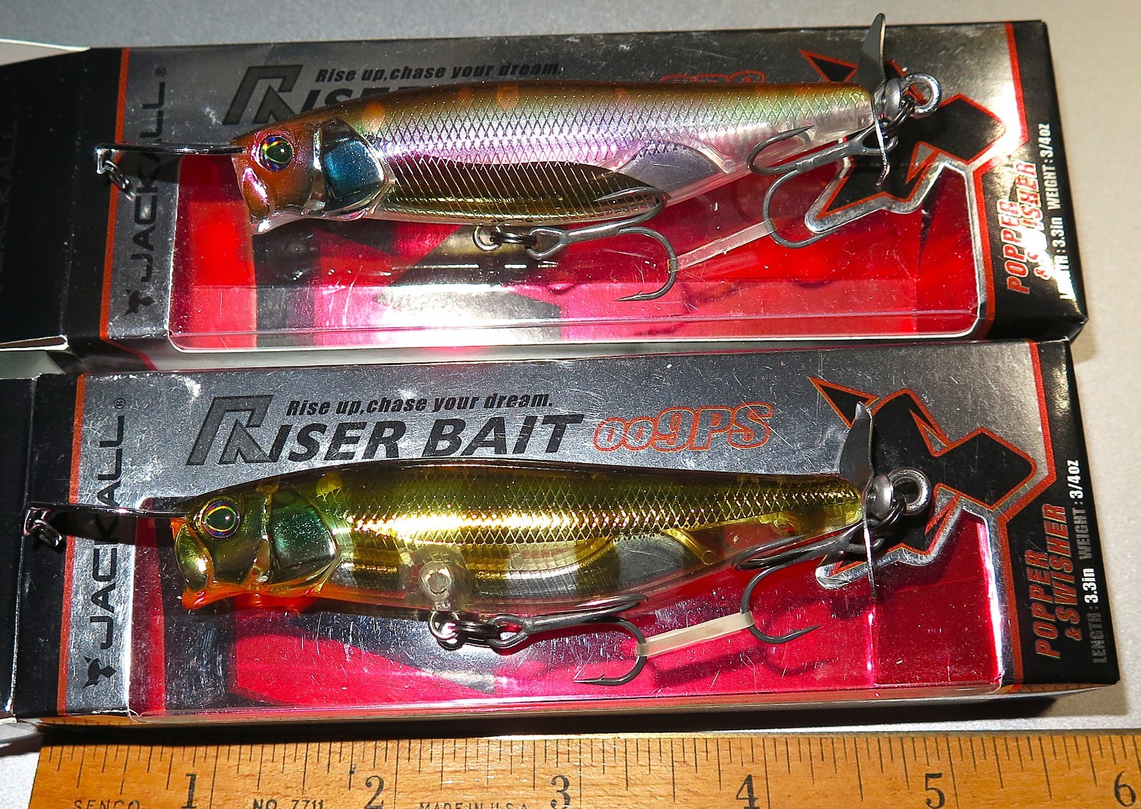 Lot of 2 JACKALL RISER BAIT Popper & Swisher 009PS  TOPWATER 3.3 in, 3/4 oz NEW