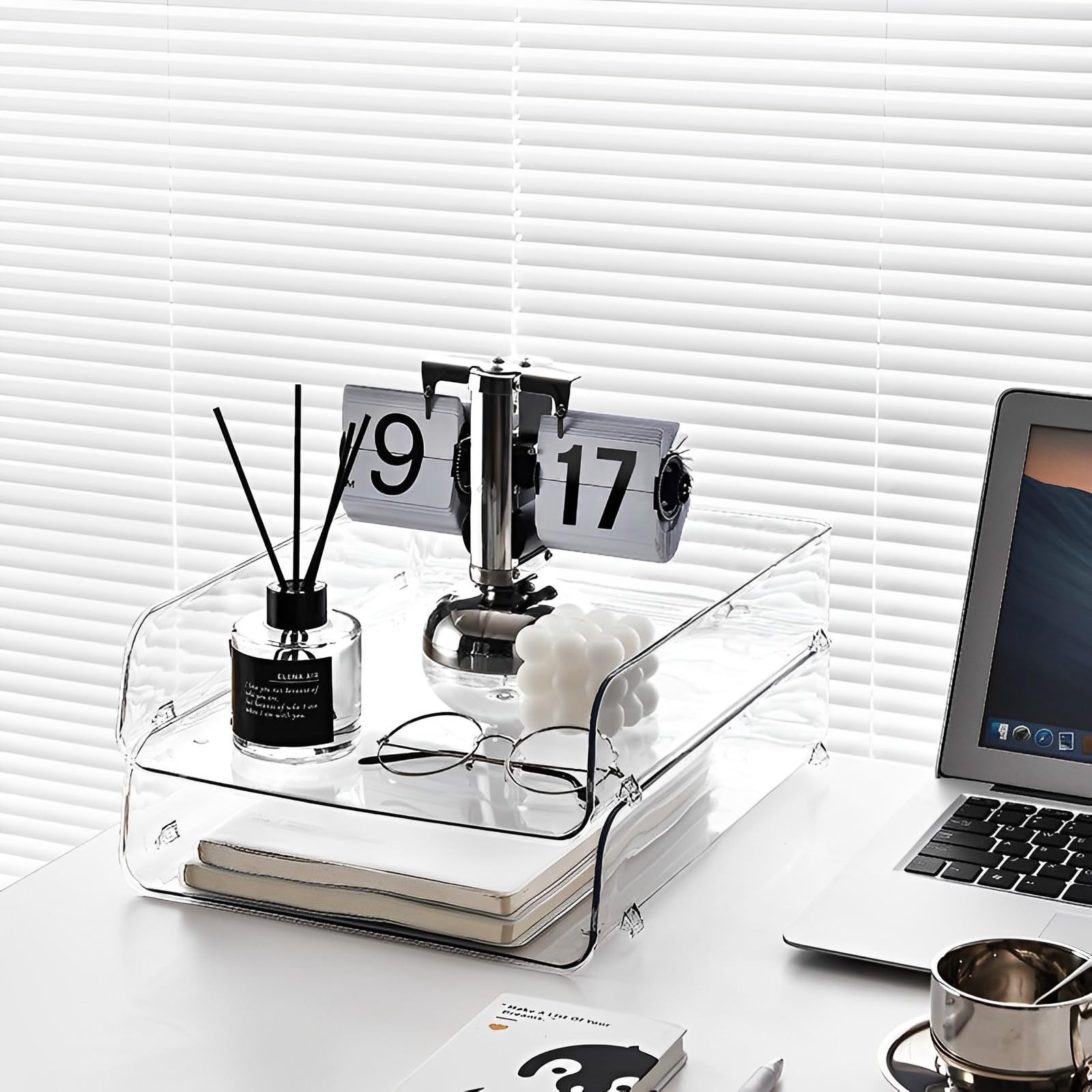 4 Pack Organizer for Desk,Clear Stackable Sray Holder, Office Desk Organizer ...
