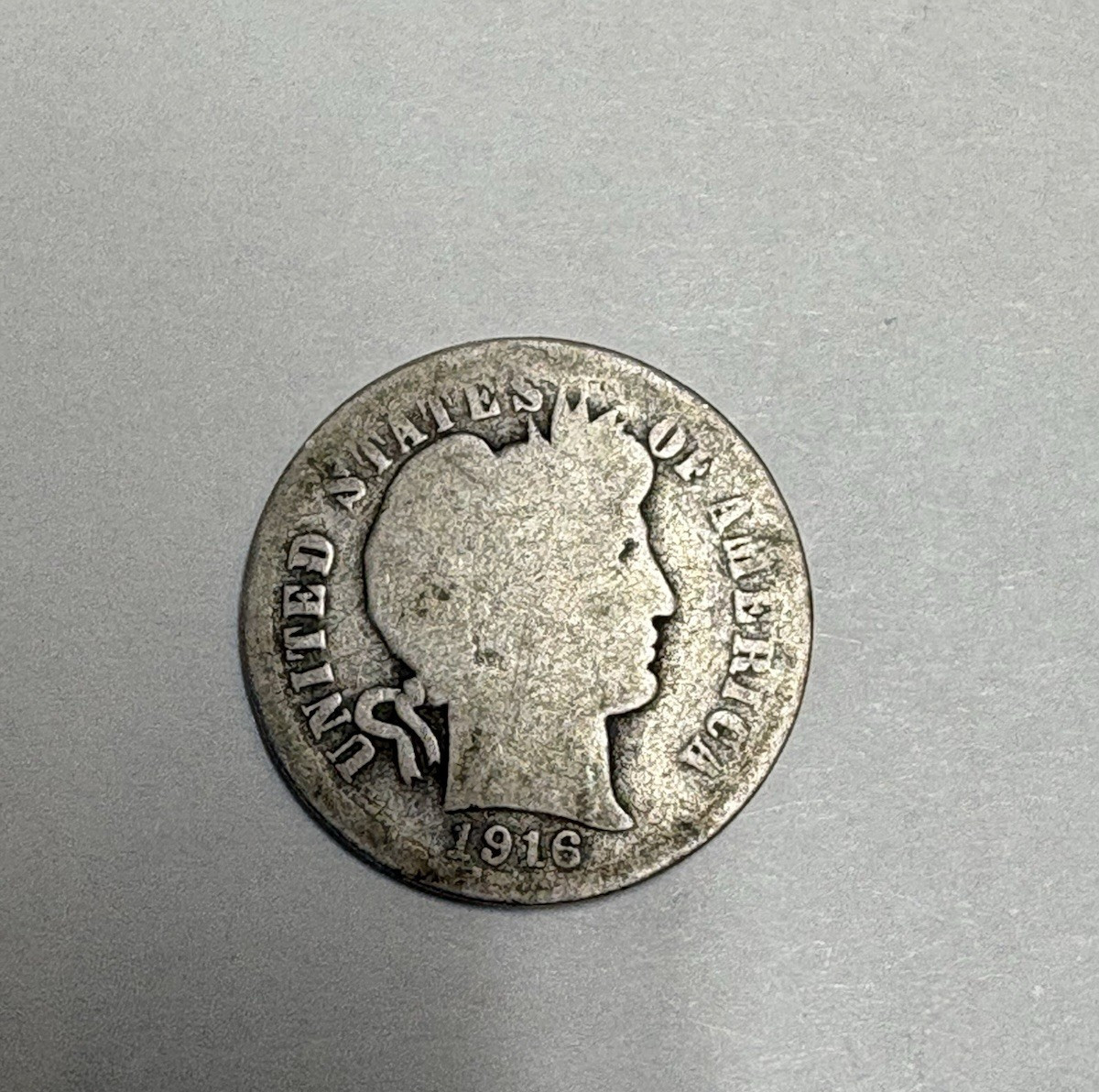 1916 Barber Liberty Head 10c Dime 90% silver coin