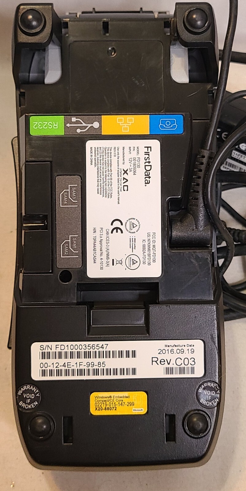 First Data FD130 Terminal Merchant Credit Card Machine Printer