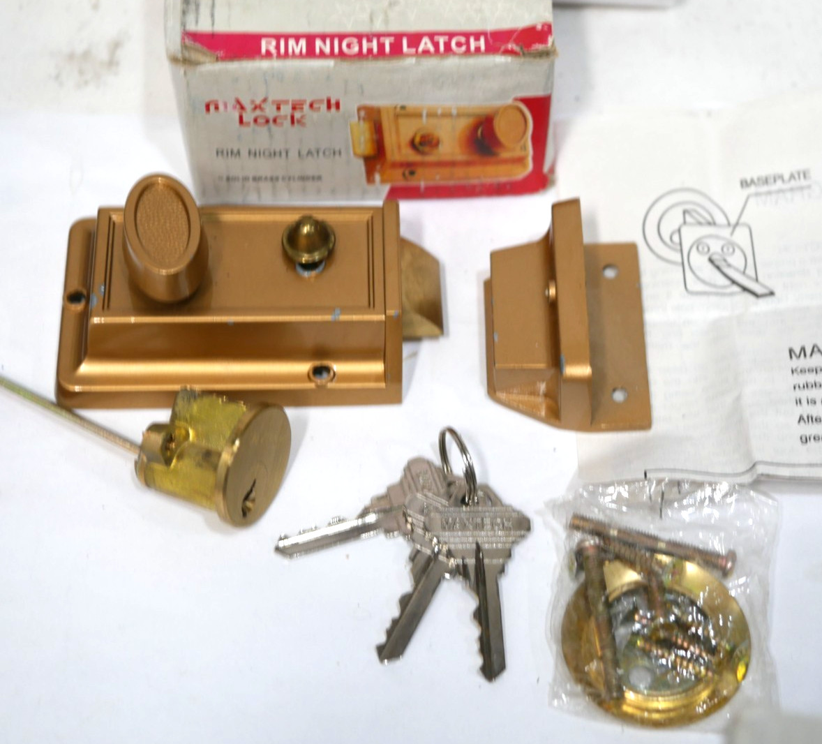 New Maxtech 1009N Brass Rim Night Latch Deadbolt Lock 3 inch