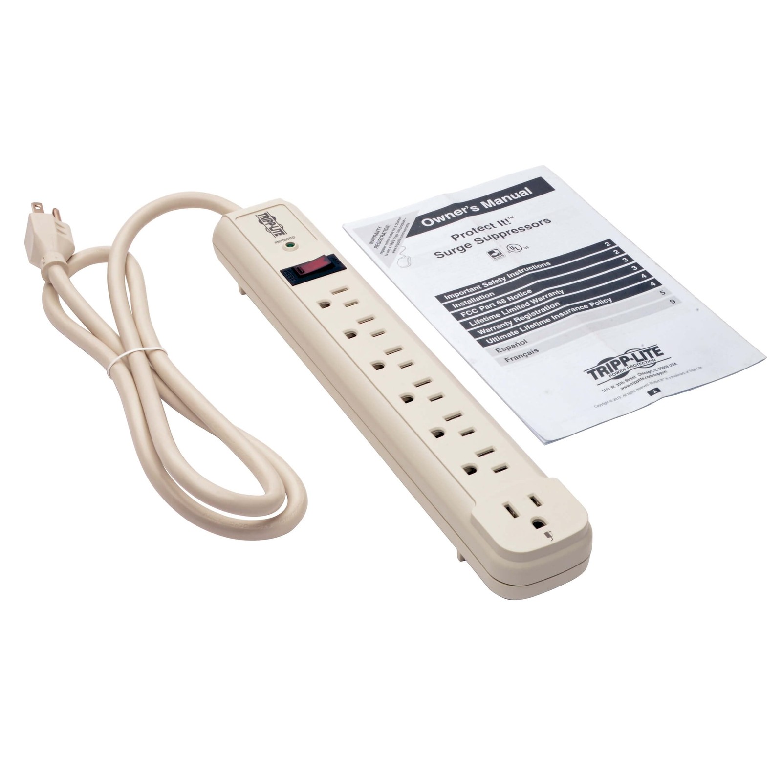 Tripp Lite 7 Outlet (6 Right Angle + 1 Transformer Outlet) Surge Protector Power