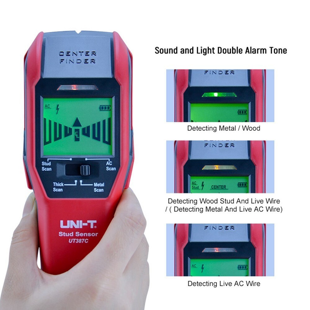 For UNI-T UT387C Wall Detector Metal Wood Tester AC Cable Finder Scanner Tool