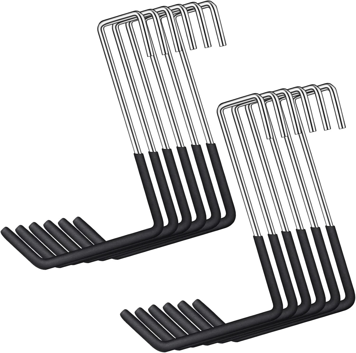 12 Pack Heavy Duty Rafter Hooks for Hanging Vinyl Coated Large S Black