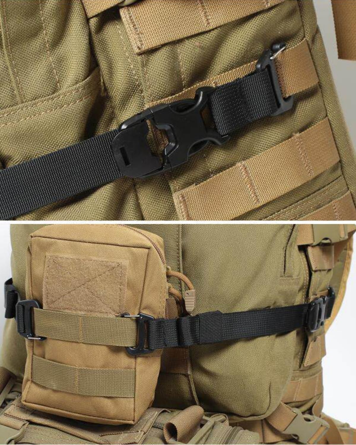 NatCasa 2 Pcs MOLLE Backpack Straps Rush Tier System Molle 23IN, Black 2Pcs