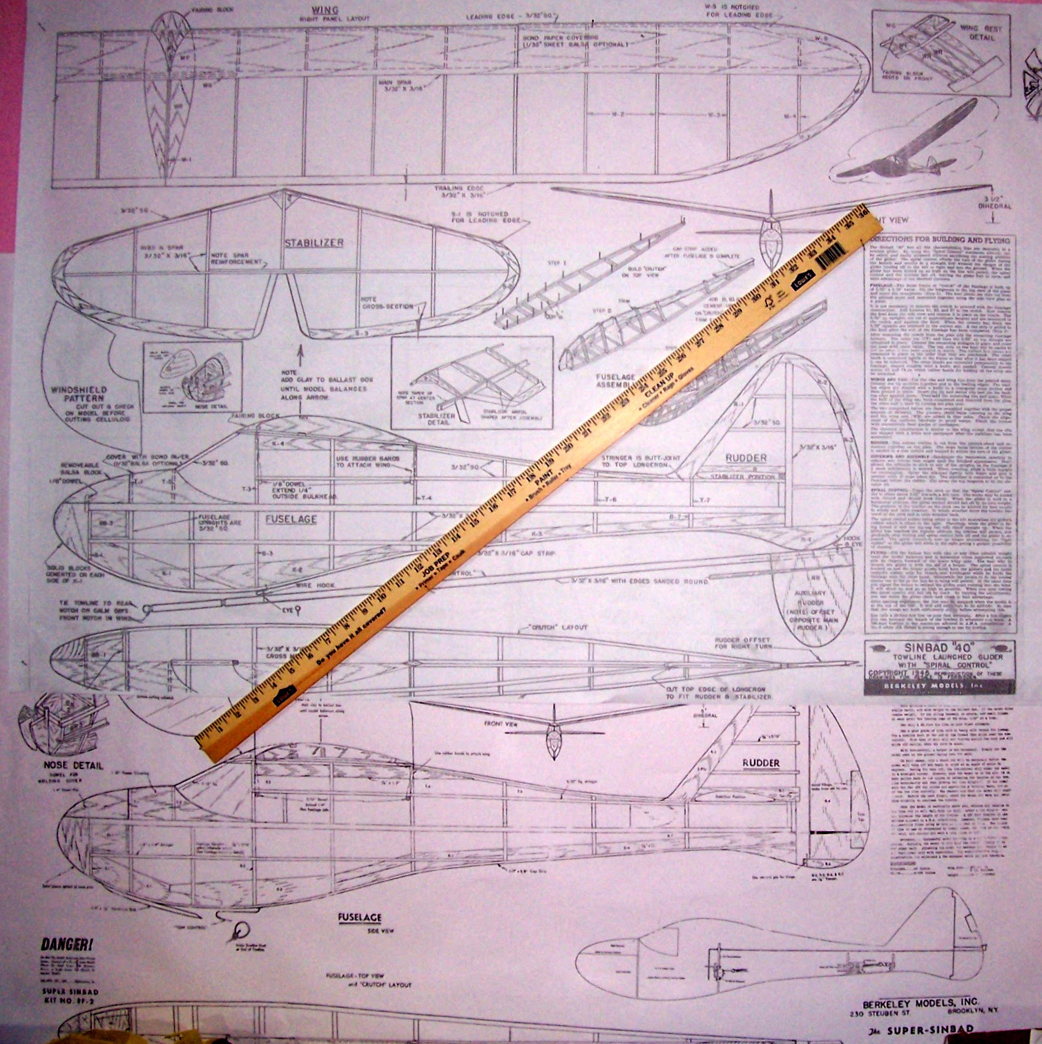 Berkeley SINBAD 60 PLAN PARTS PATTERNS Enlarged