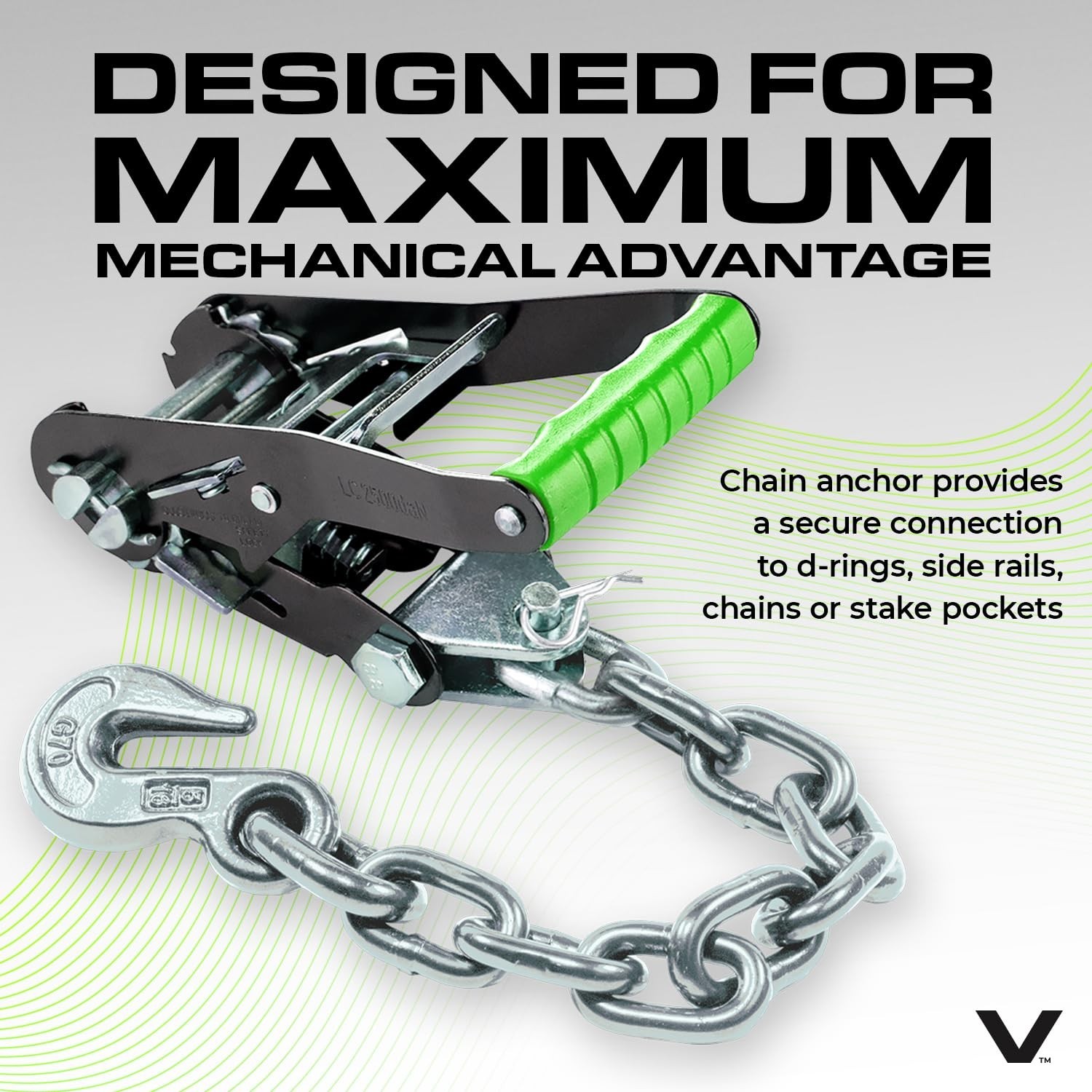 VULCAN Car Tie Down with Chain Anchors - Lasso Style - 2 Inch x 96 Inch - 4 P...