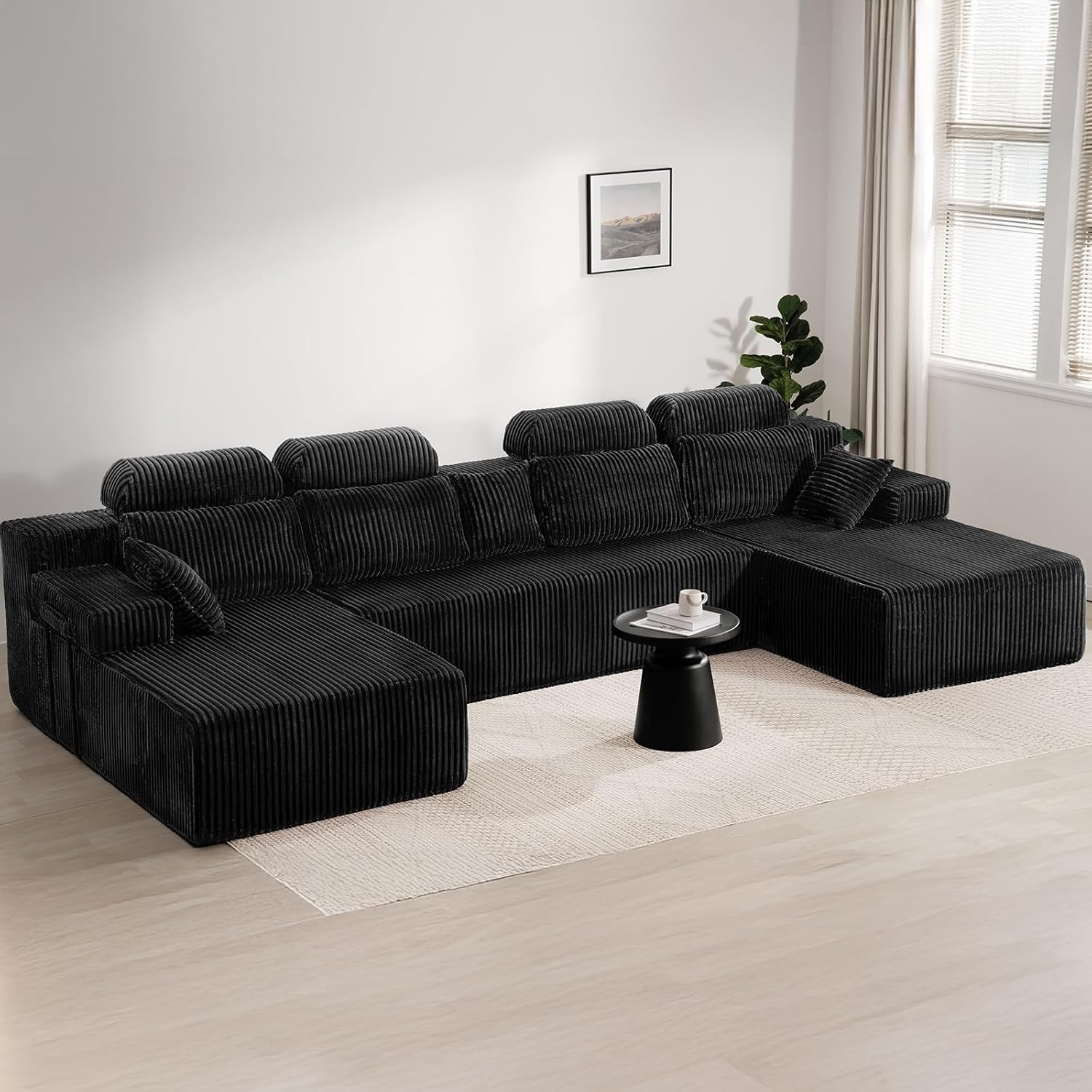 141’’ Cloud Sectal Couch with High Barest, Convertible U-Shaped