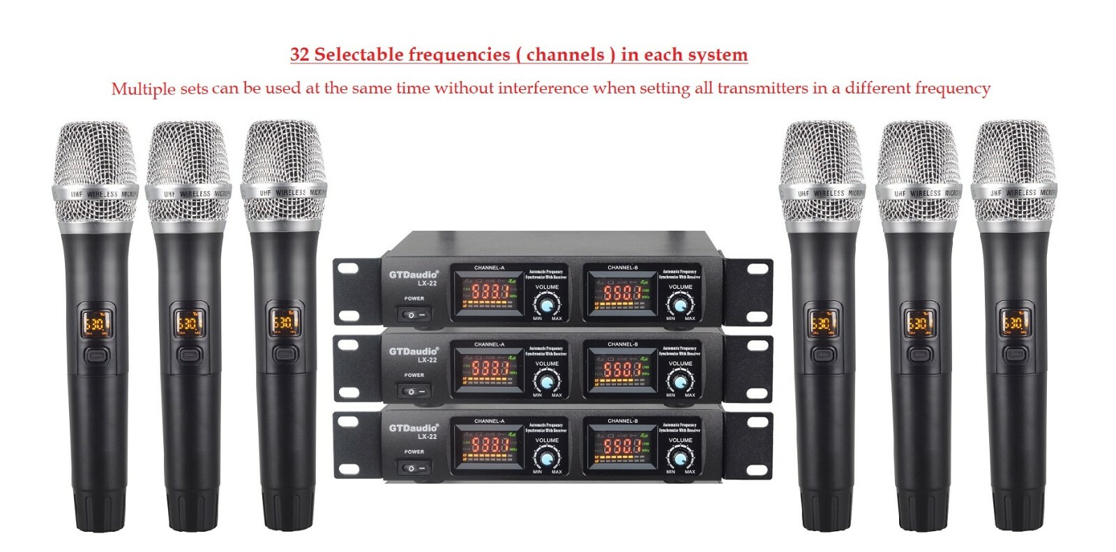 GTD Audio 32 Selectable Channels Wireless Handheld Microphone Mic system LX-22