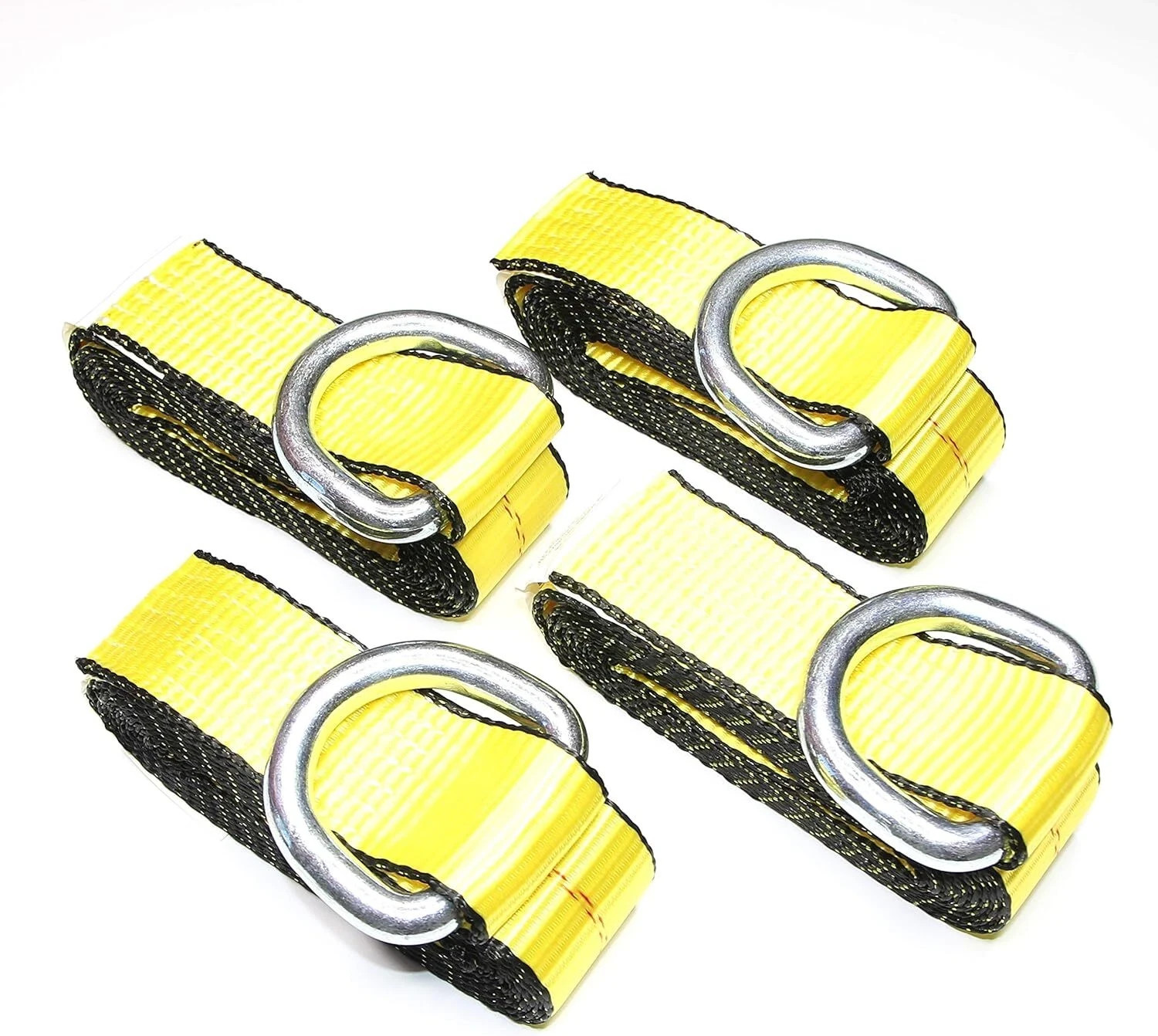 (Pack of 4) 2 X 8 Ft Lasso Tow Strap with D Ring Auto Hauler Tie Down