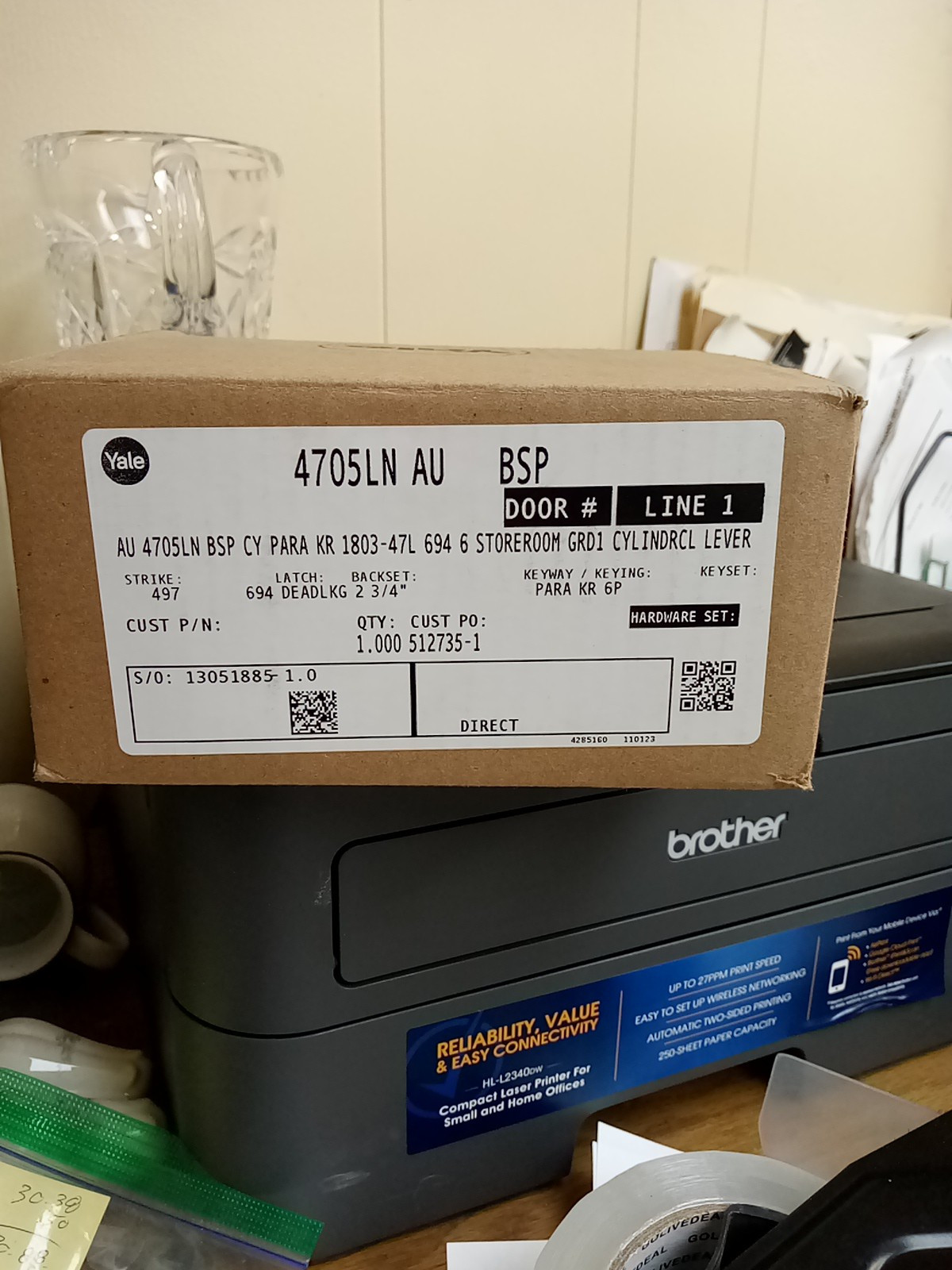 New Yale AU4705LNBSP Commercial Storeroom Grade 1 Cylindricalock ASSA ABLOY
