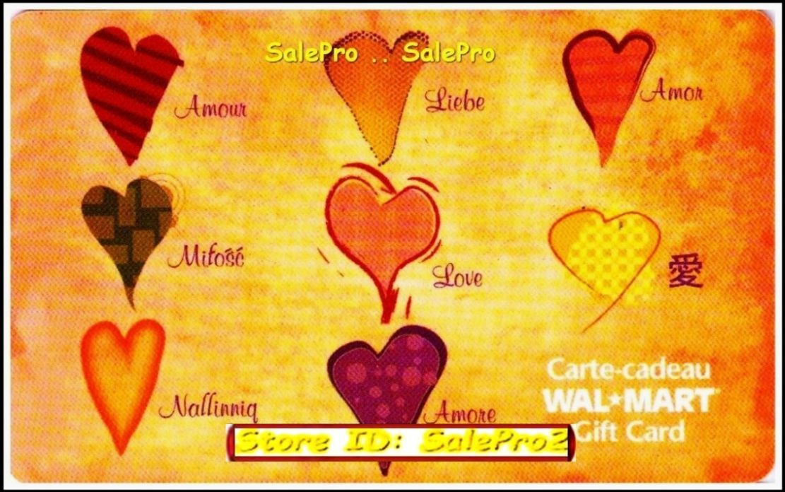WALMART LOVE AMOUR IN 9 DIFFERENT LANGUAGES FRENCH ENGLISH COLLECTIBLE GIFT CARD