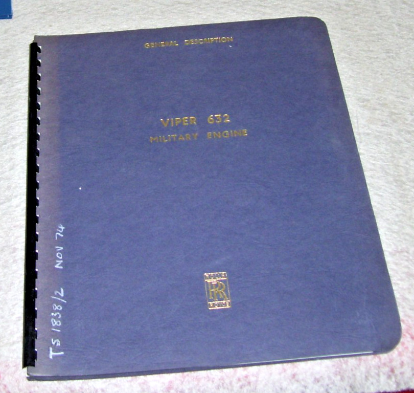 ROLLS ROYCE VIPER 632 MILITARY ENGINE GENERAL DESCRIPTION BROCHURE TS1838/2 1974
