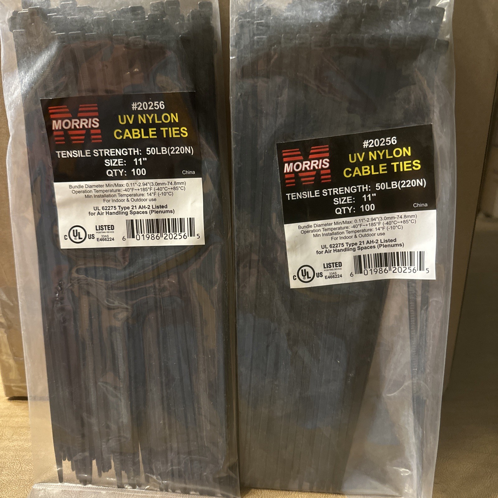 Morris 20256 UV Cable Tie 50LB / QTY 100pcs Per Pack / Lot Of 2 Packages   OP30