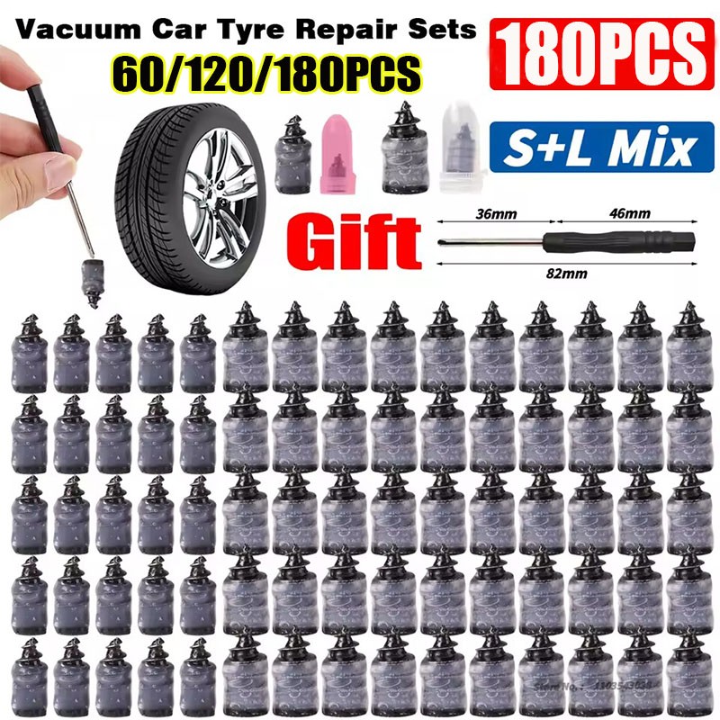 60X Tire Vacuum Repair Screw Rubber Nail Plug Car Tyre Puncture Repair Kit US