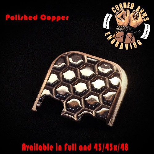 HoneyComb Copper CNC Milled -  FITS Glock Rear Slide Plate Back Plate for Gen1-5