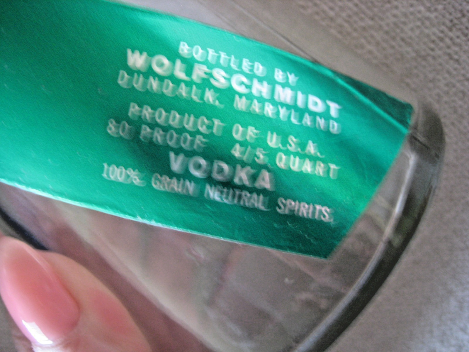 Vintage Wolfschmidts Vodka Empty Decanter Bottle Pitcher d-126-58-60