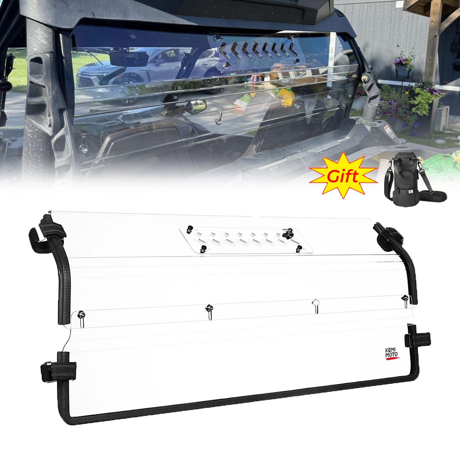UTV Vented Rear Windshield Clear for Can Am Commander 700/ 1000R/ Max 2021-2026
