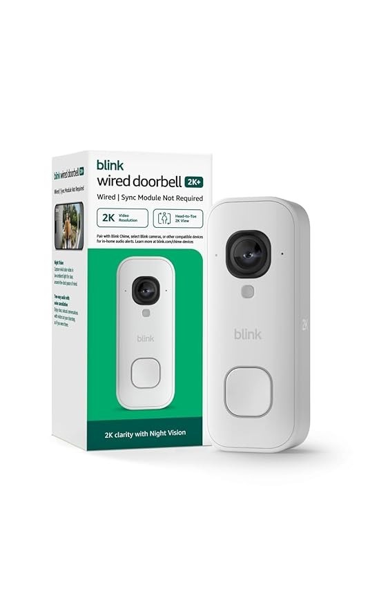Blink Wired Doorbell 2K+ — Head-to-Toe 2K video Doorbell - White, NEW