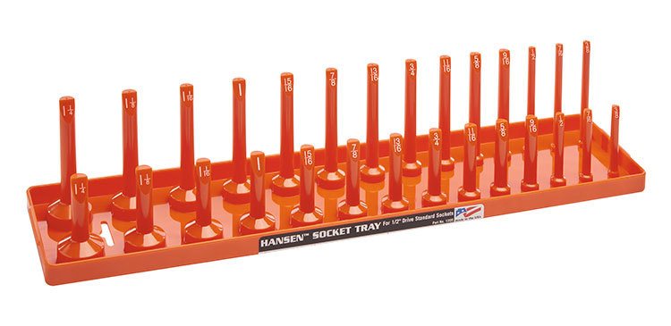 Hansen Global 1205 1/2" Dr. SAE Socket Organizer ORANGE