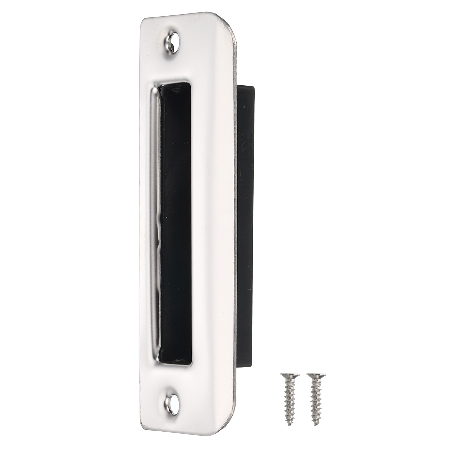 107mm x 38.5mm 201 Stainless Steel Door Latch Deadbolt Strike Plate, Silver