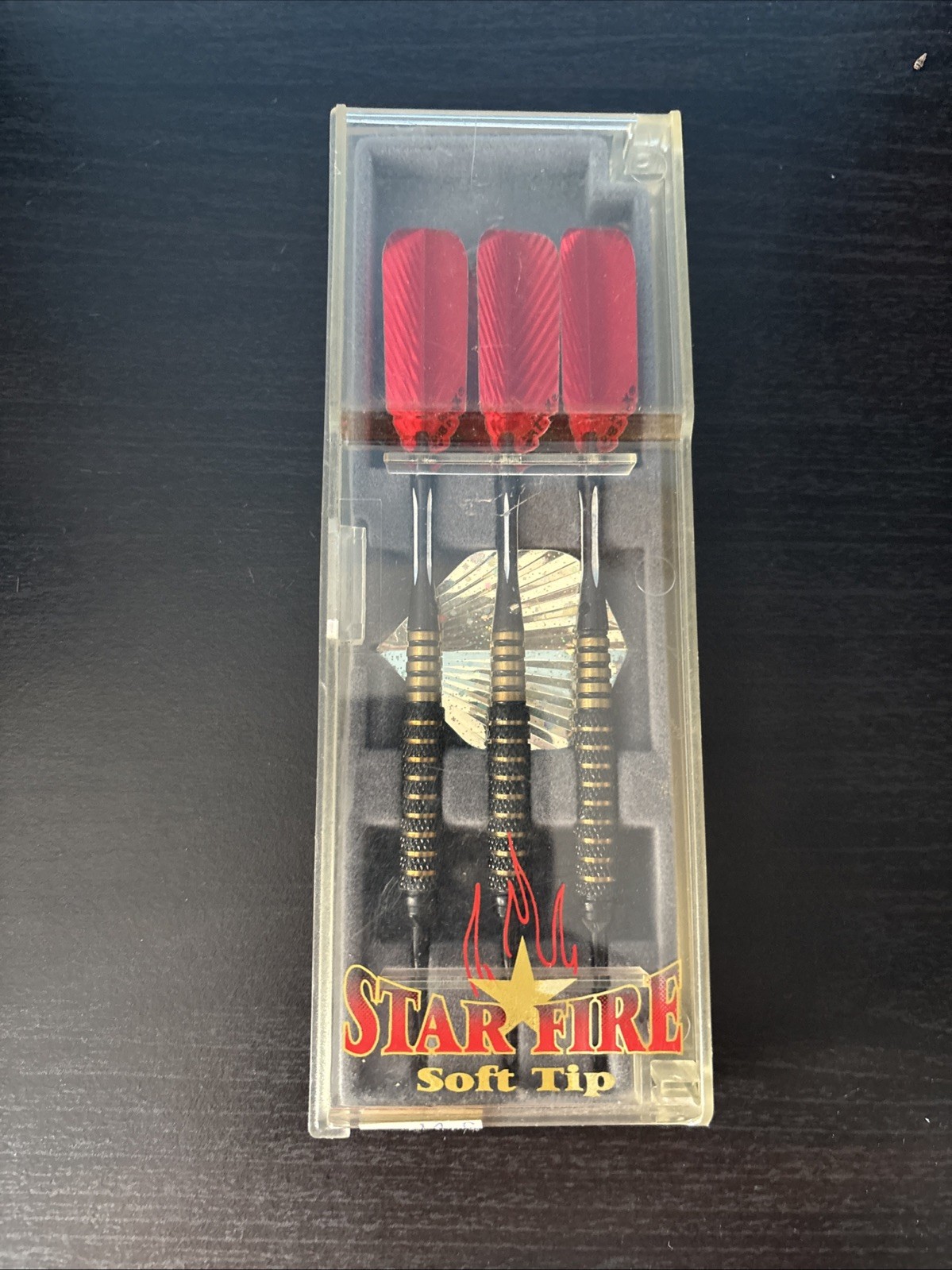 Vintage Star Fire Darts 14 Grams W/Case Black & Gold Hard Plastic Tip
