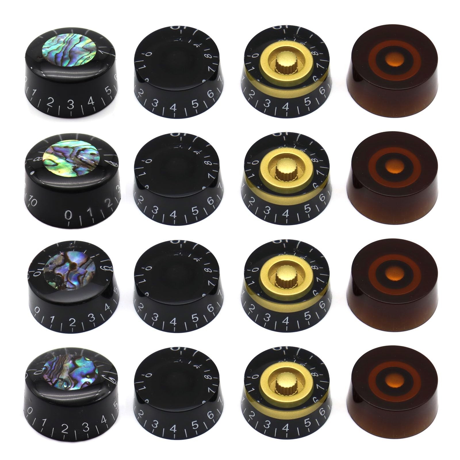 4 Colors 16pcs Classic Dark Colors Electric Guitar Knobs Top Hat Volume Tone ...