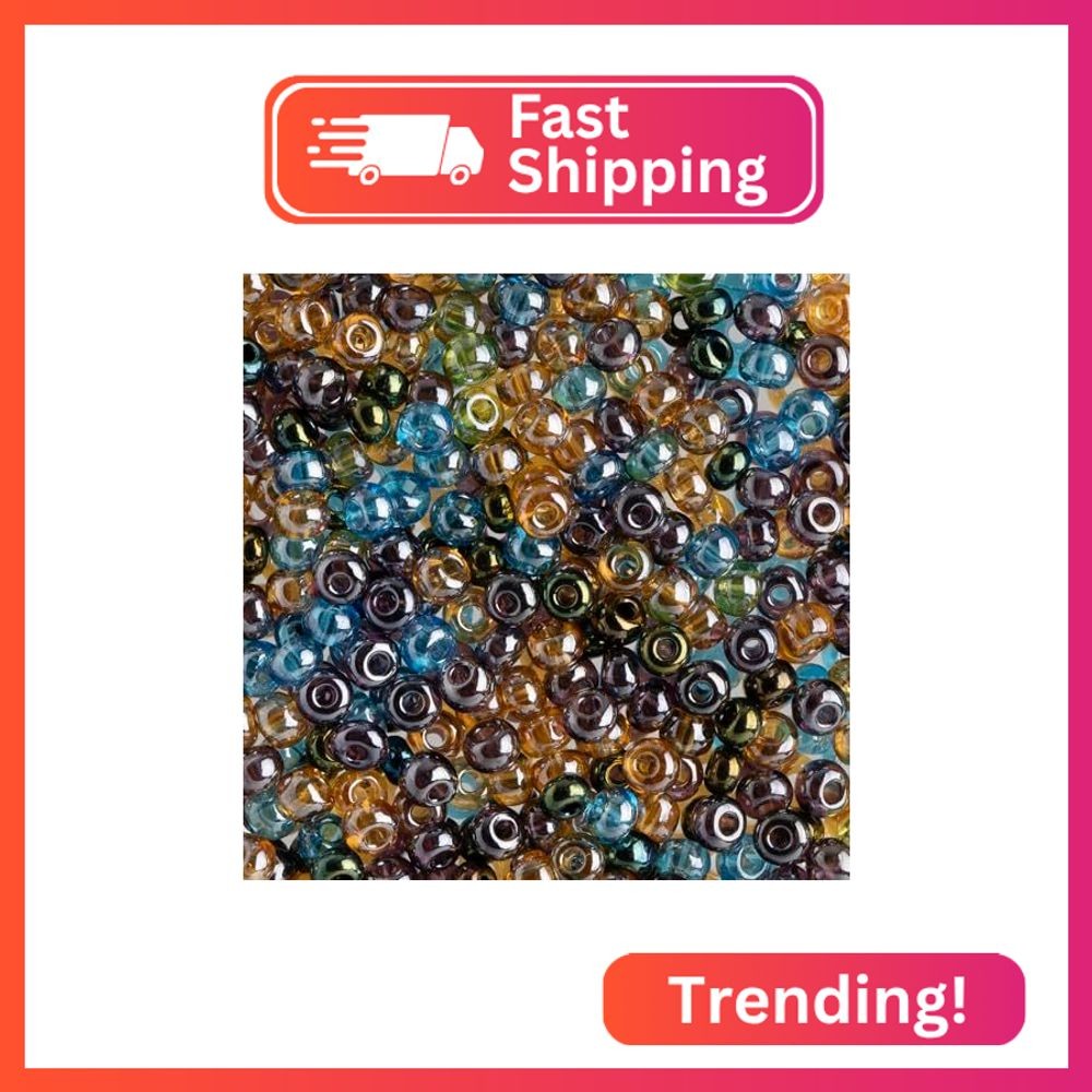 John Bead Czech Glass Seed Bead/Pony Bead 6/0 (100g) Mix Crystal Multi Luster Be