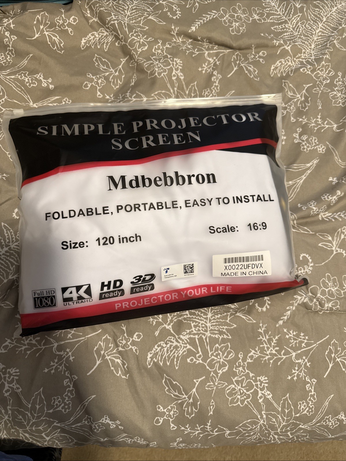 Simple Projector Screen, Portable, Mdbebbron Scale: 16:9 120 Inches Open Bag