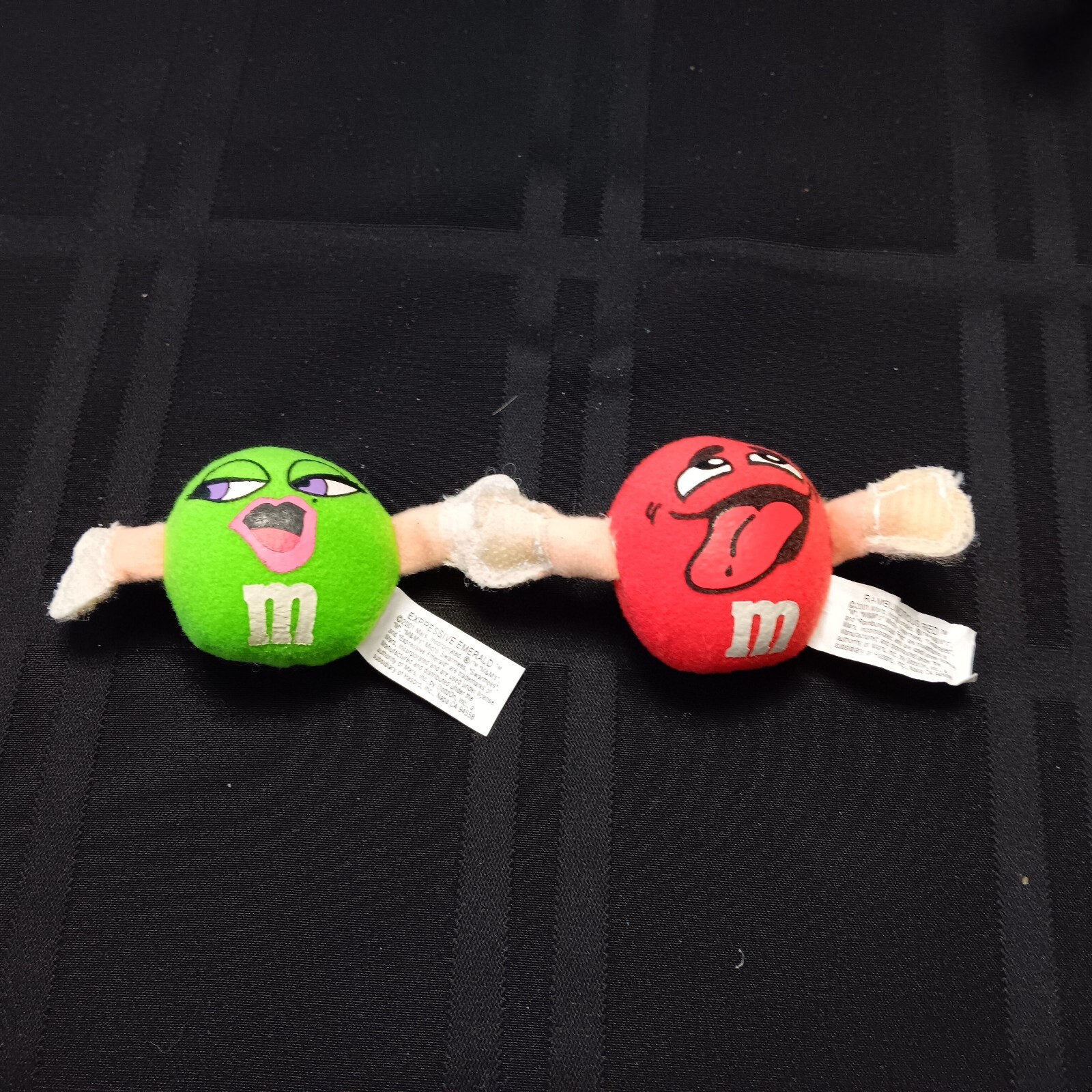 M&M's Minis Swarmees Y2K 90's Lot of 2 Plush  Green and Red