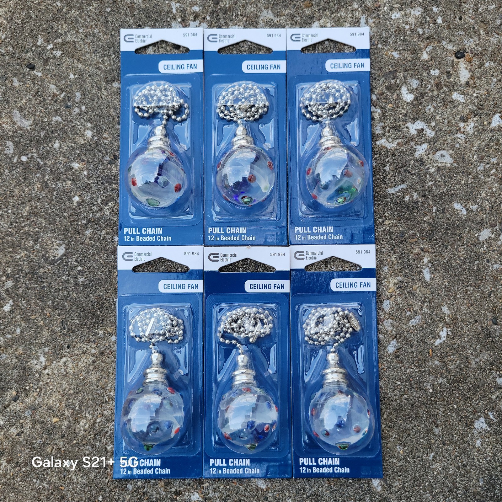 Lot Commercial Electric Ceiling Fan Pull Chain 12" Beaded Chain Clear GLASS Ball