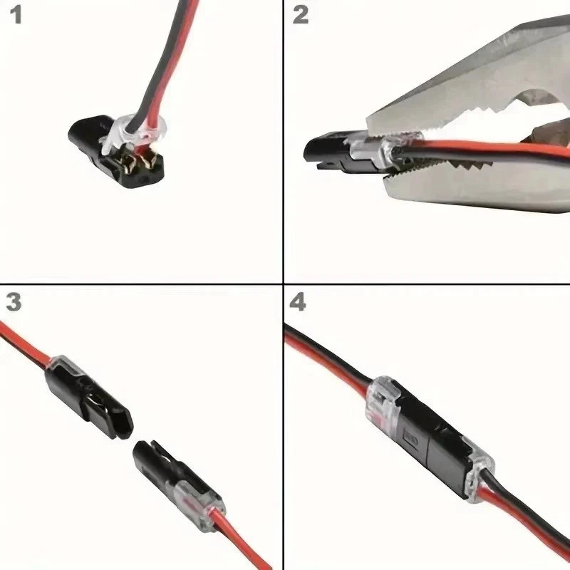 50 pcs Double-Wire Plug-in Connector, Cable Clamp with Locking Buckle, AWG 18-22