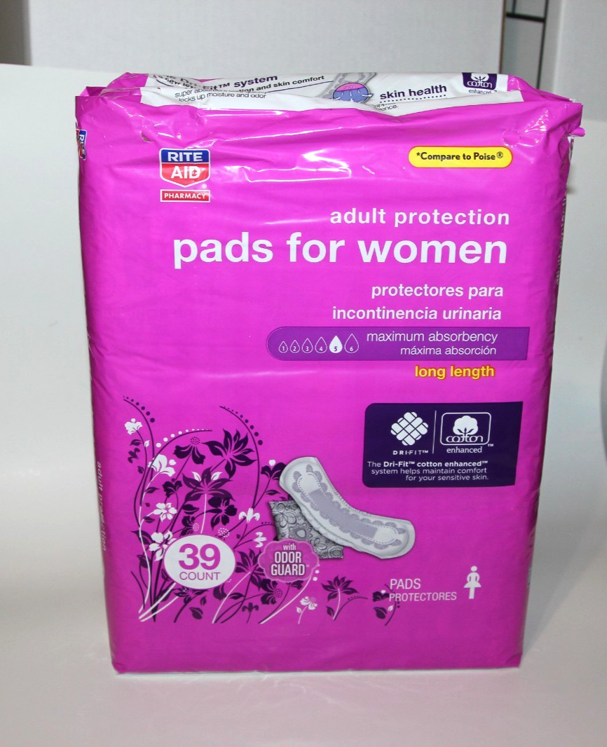 RITEAID PADS FOR WOMEN ADULT PROTECTION 39 COUNT LONG LENGTH WITH ODOR GUARD