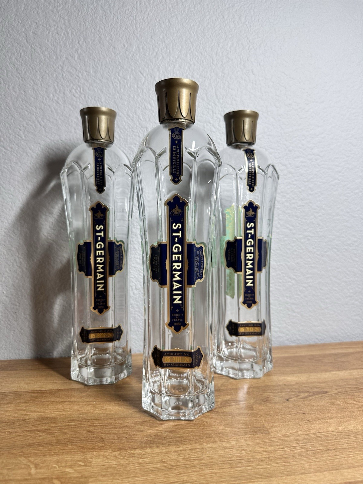 St. Germain 750ml Empty Liquor Bottle. Set of 3