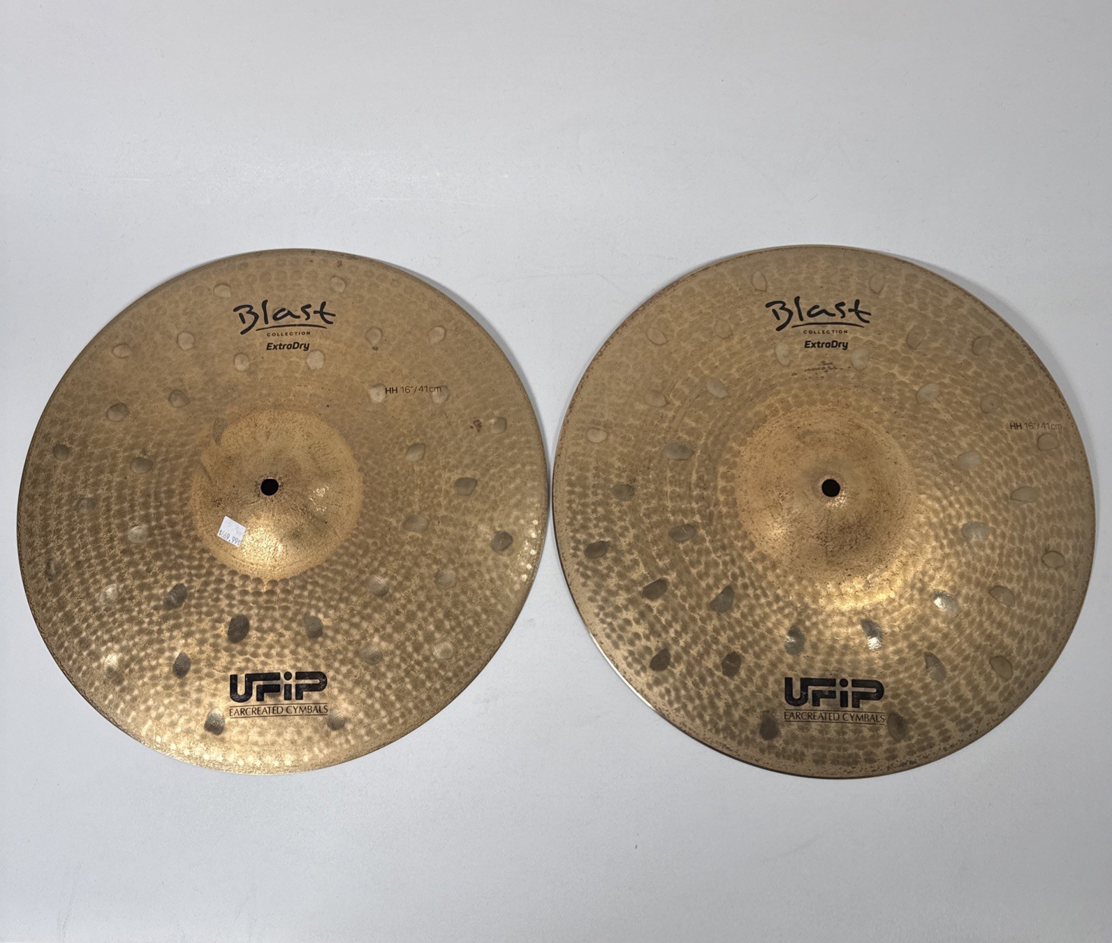 UFIP Blast ExtraDry 16” Hi-Hat Cymbals Pair - Stickers On - Very Light Wear