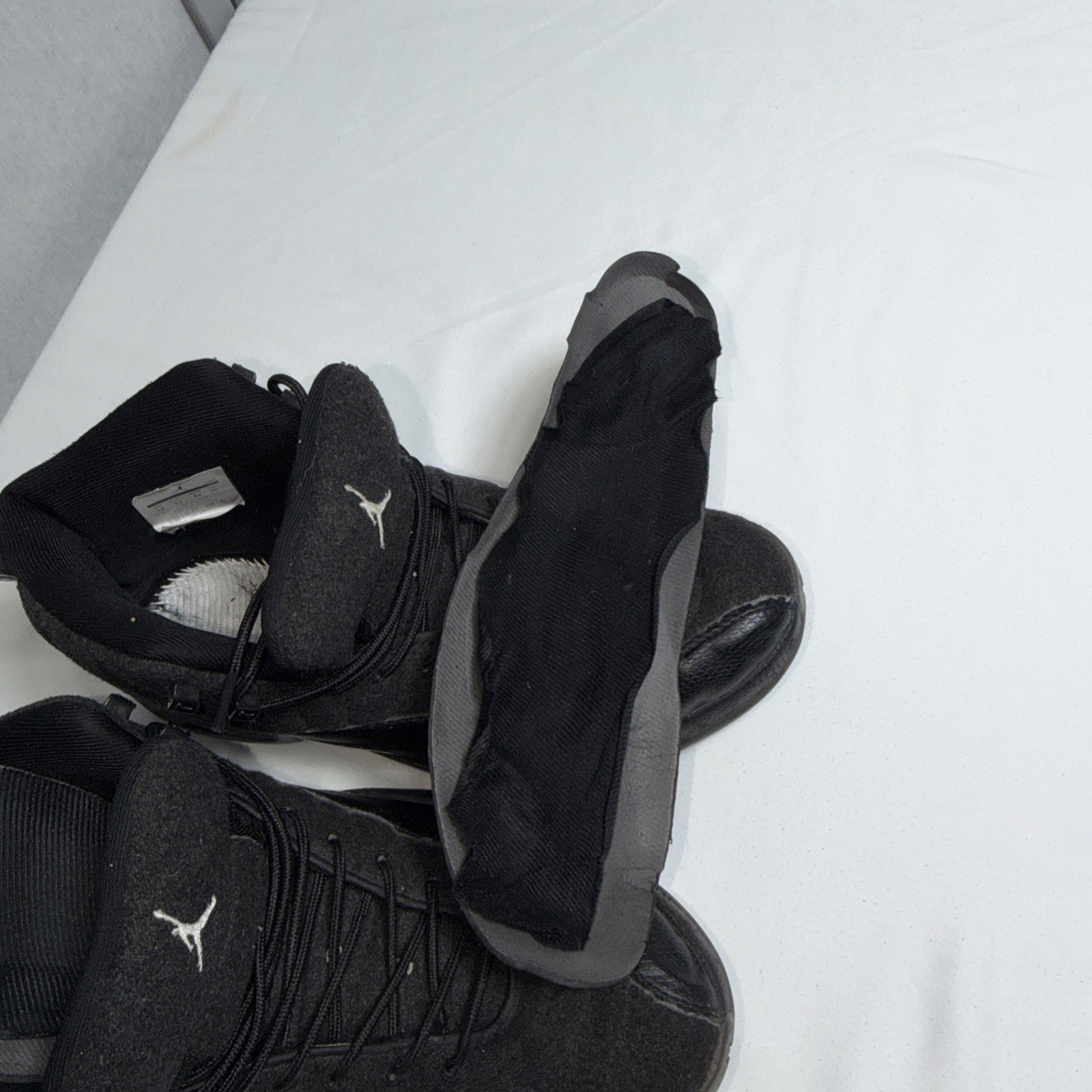 Men’s Air Jordan Gray Black Wool Sneakers - Size 12 Pre-Owned AS IS - See Pics