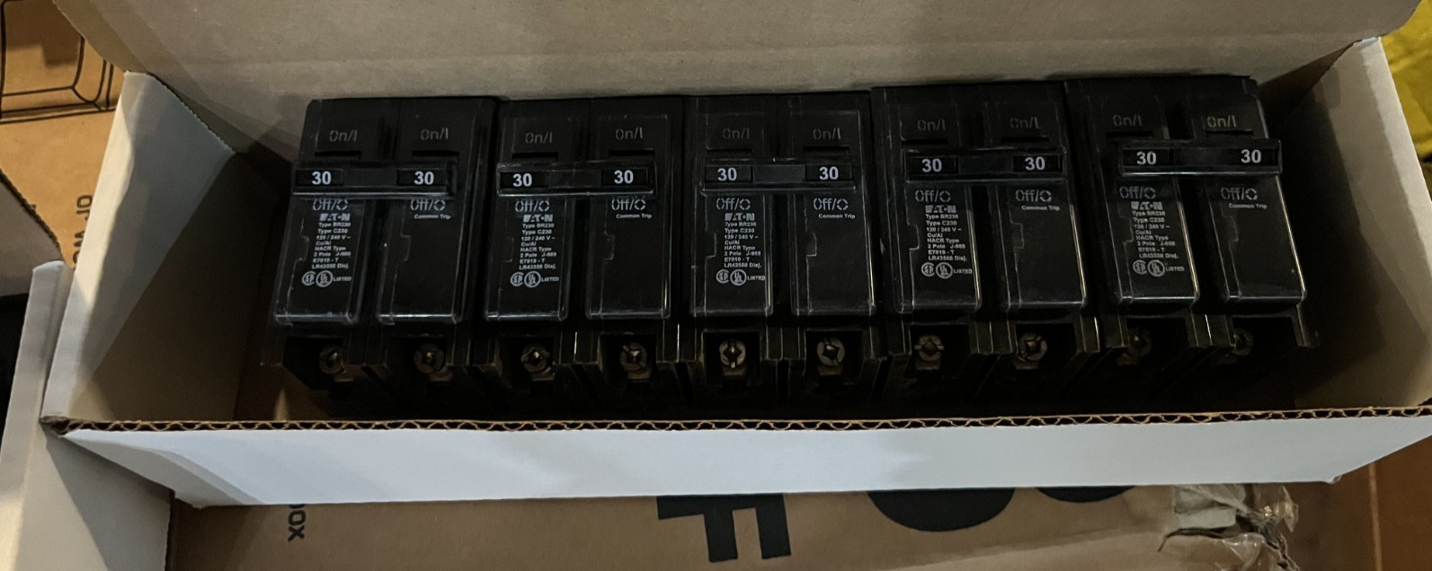 (25) EATON BR230 Circuit Breakers 30 AMP 2 Pole Type BR *5 - 5 PACKS NEW