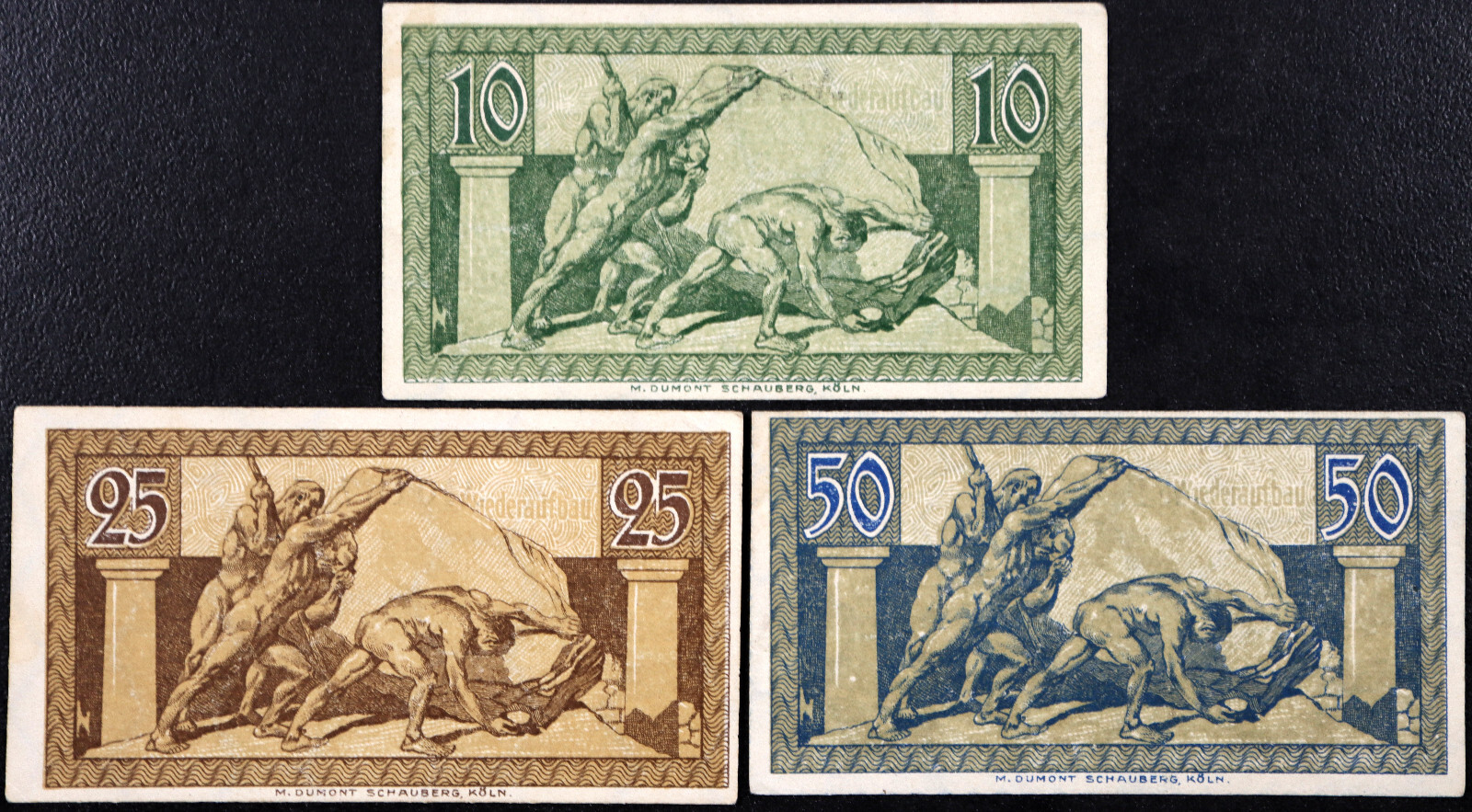BONN 1920 "Nude Men Pushing a Boulder" Complete Set German Notgeld