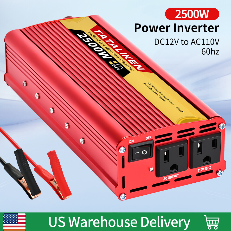 2500W Car Power Inverter DC 12v to AC 110V 60HZ with Dual USB Ports