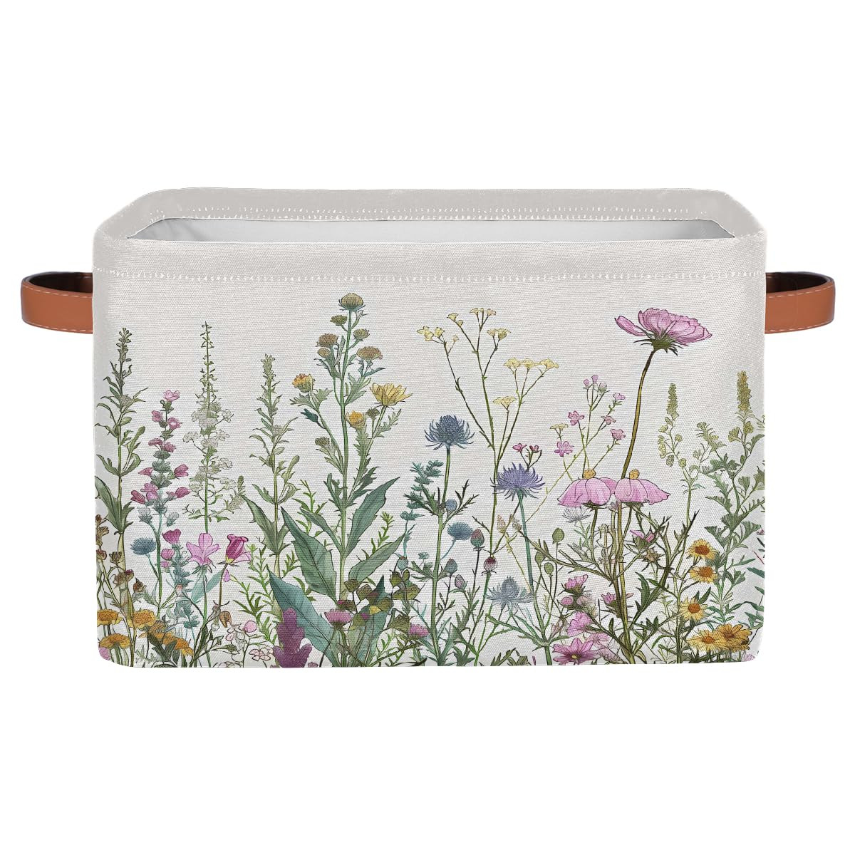 Wildflowers Plants Storage Baskets for Organizing, Fabric Collapsible Storage...