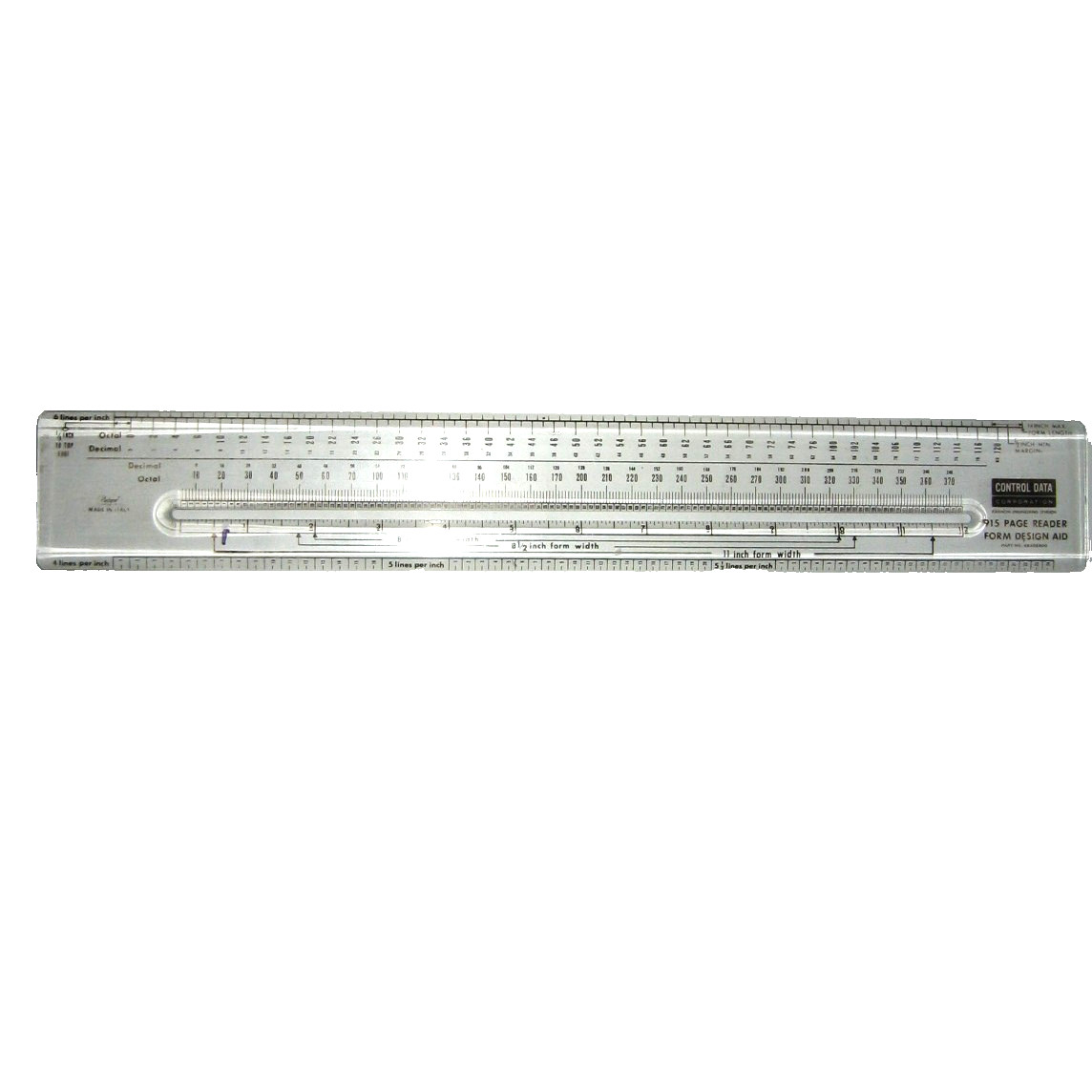 VTG Plastigraf 915 Page Reader Ruler Form Design Aid Control Data Corp 16" long