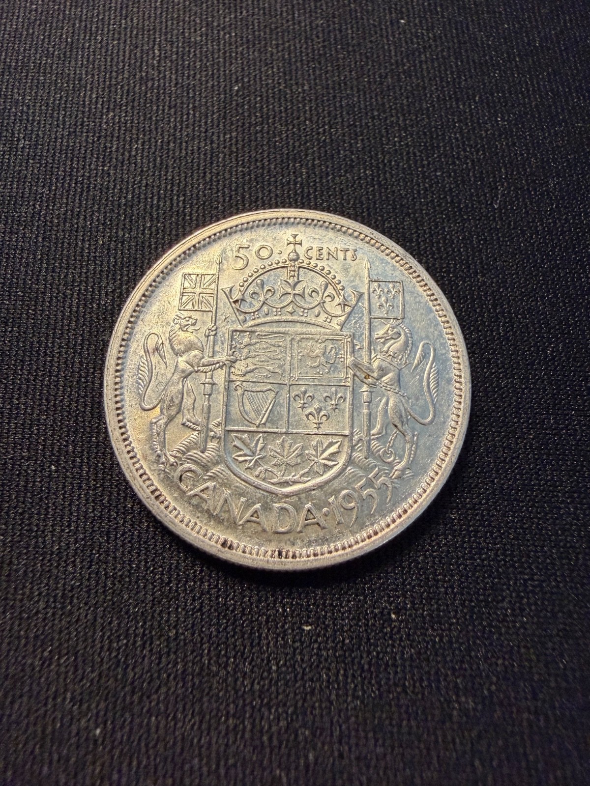 1955 Canadian Silver 80% 50 Cents Coin