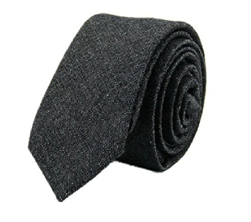 Unisex Denim Skinny Necktie Cotton Narrow Tie Black