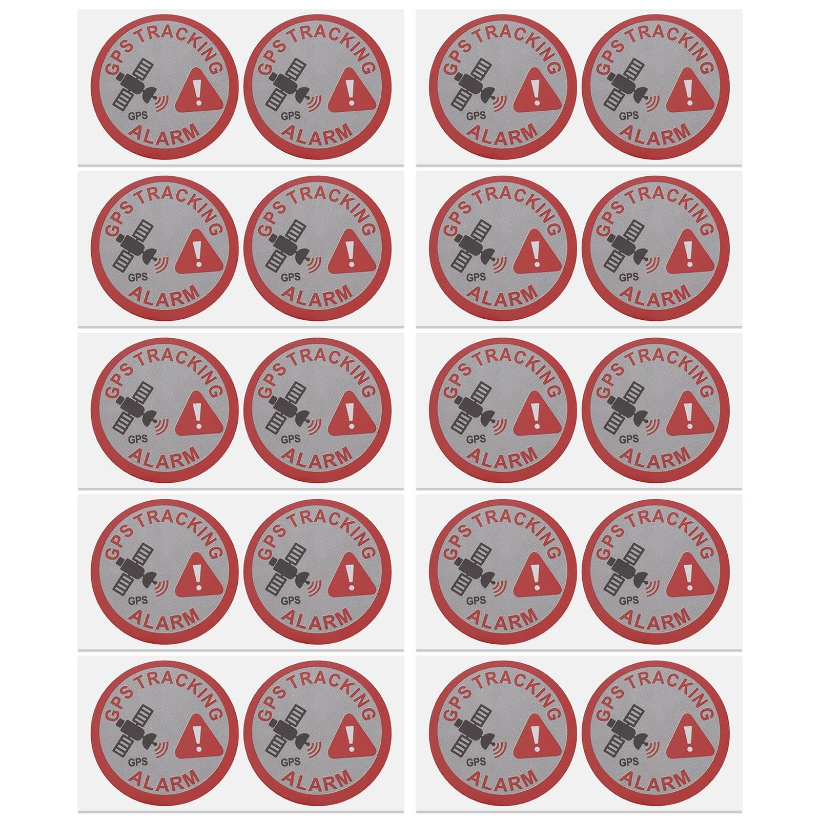 ECSiNG 20pcs GPS Tracking Alarm Sticker 7.5 x 3 cm Warning Round, Red