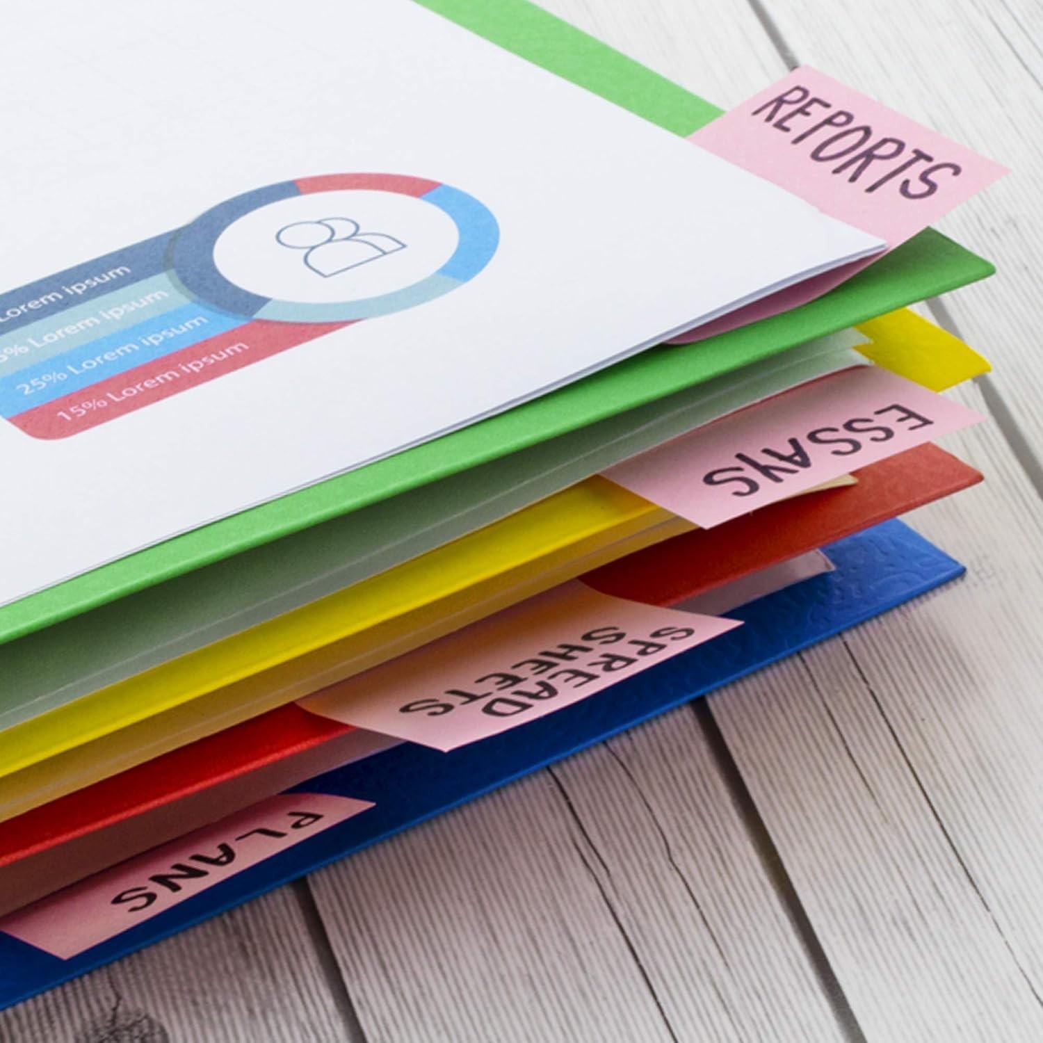 Complete Your Workspace: 12 Assorted 8-Pocket Folders for School & Office Use