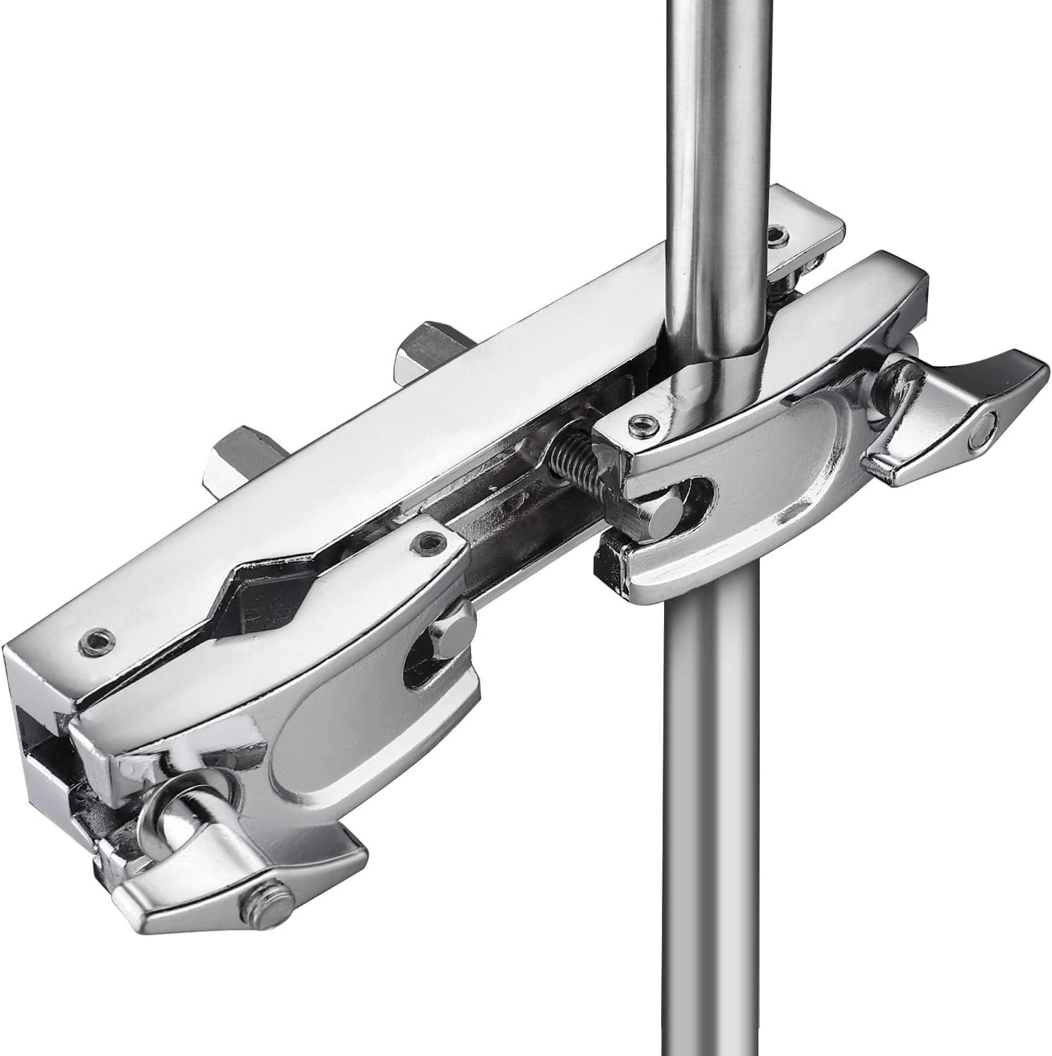 Drum Set Holder Clamp Adjustable Multi-Clamp Cymbal Boom Arm Mounting Silver