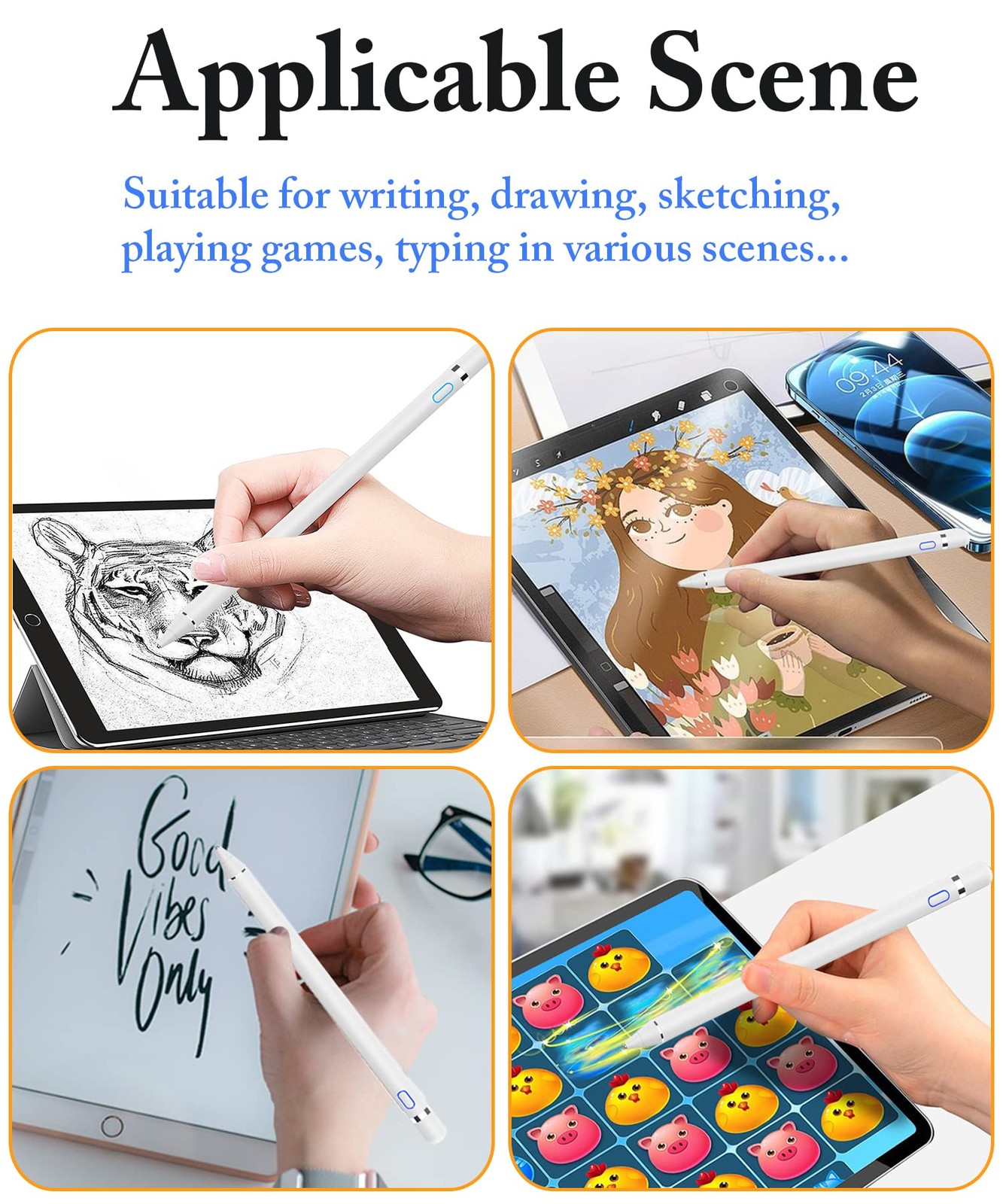 DOGAIN Active Digital Stylus Pen for Touchscreen, Pencil White